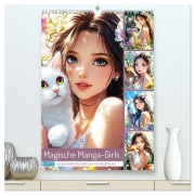 Magische Manga-Girls. Zauberhafte Illustrationen mit Krafttieren (hochwertiger Premium Wandkalender 2026 DIN A2 hoch), Kunstdruck in Hochglanz - Rose Hurley