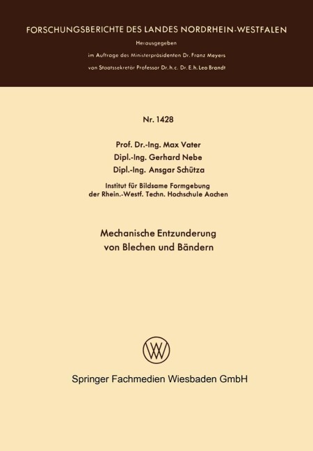 Mechanische Entzunderung von Blechen und Bändern - Max Vater