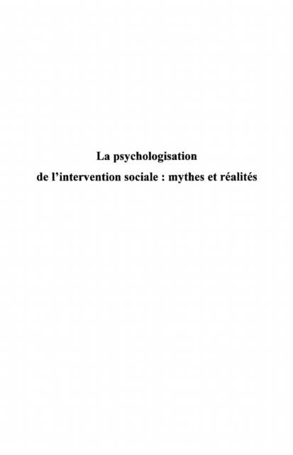 Psychologisation de l'intervention socia - Bresson Maryse
