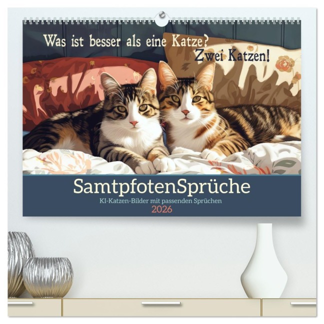 Samtpfotensprüche (hochwertiger Premium Wandkalender 2026 DIN A2 quer), Kunstdruck in Hochglanz - Sabine Löwer
