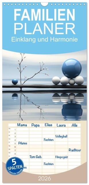 Familienplaner 2026 - Einklang und Harmonie mit 5 Spalten (Wandkalender, 21 x 45 cm) CALVENDO - Cathrin Illgen