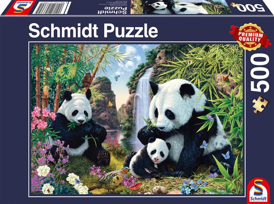 Pandafamilie am Wasserfall - 