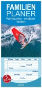 Cover-Bild zum Titel 'Familienplaner 2026 - Windsurfen - endlose Wellen mit 5 Spalten (Wandkalender, 21 x 45 cm) CALVENDO' von 'Peter Roder'