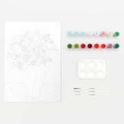 Malen nach Zahlen Set, rote Rosen, 26 x 37 cm, FSC 100%, Inhalt: 1 Malkarton, 16 Acrylfarben für 1 Motiv, 3Pinsel, 1Malpalette - 