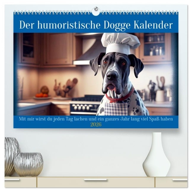 Der humoristische Dogge Kalender (hochwertiger Premium Wandkalender 2026 DIN A2 quer), Kunstdruck in Hochglanz - Peter Rübsamen