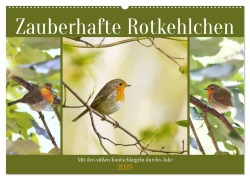 Zauberhafte Rotkehlchen (Wandkalender 2025 DIN A2 quer), CALVENDO Monatskalender - Sabine Löwer