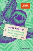 Cover-Bild zum Titel 'Drei fast geniale Freunde auf dem Weg zum Ende der Welt' von 'Jonas Jonasson'