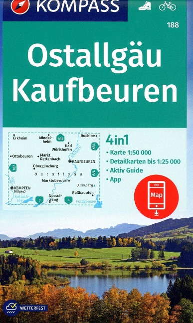 KOMPASS Wanderkarte 188 Ostallgäu, Kaufbeuren 1:50.000 - 