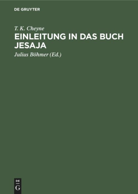 Einleitung in das Buch Jesaja - T. K. Cheyne