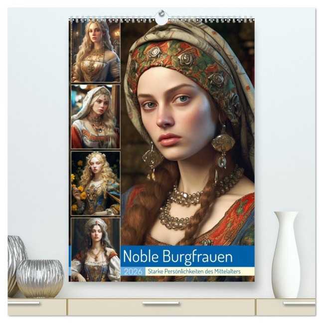 Noble Burgfrauen. Starke Persönlichkeiten des Mittelalters (hochwertiger Premium Wandkalender 2026 DIN A2 hoch), Kunstdruck in Hochglanz - Rose Hurley