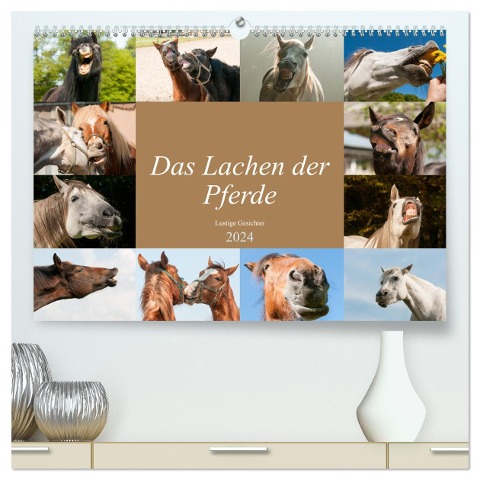Das Lachen der Pferde - Lustige Gesichter (hochwertiger Premium Wandkalender 2024 DIN A2 quer), Kunstdruck in Hochglanz - Meike Bölts
