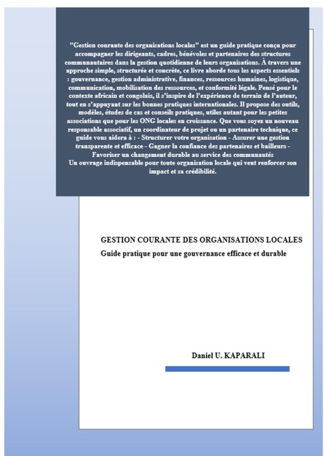 GESTION COURANTE DES ORGANISATIONS LOCALES - Daniel Ushindi Kaparali, Daniel U. Kaparali