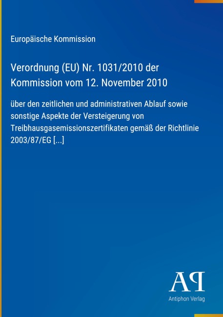 Verordnung (EU) Nr. 1031/2010 der Kommission vom 12. November 2010 - Europäische Kommission