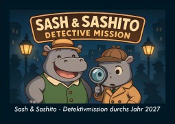 Cover-Bild zum Titel 'Sash & Sashito - Detektivmission durchs Jahr 2027 Fotokalender DIN A5' von 'Tobias Schmitt, Kevin Heber'