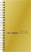 rido/idé 7014121915 Taschenkalender Modell Timing 2 (2025)| 2 Seiten = 1 Woche| A6| 176 Seiten| Glanzkarton-Einband| goldfarben - 