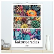 Cover-Bild zum Titel 'Kaktusparadies (hochwertiger Premium Wandkalender 2026 DIN A2 hoch), Kunstdruck in Hochglanz' von 'Justyna Jaszke JBJart'