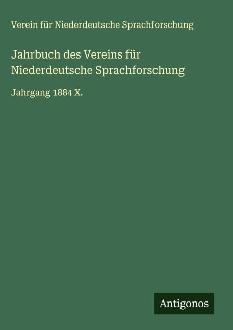 Jahrbuch des Vereins für Niederdeutsche Sprachforschung - Verein Für Niederdeutsche Sprachforschung