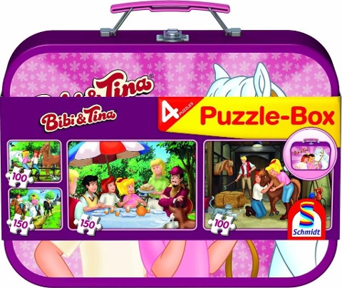 Bibi & Tina, 2 x 100, 2 x 150 Puzzle Teile im Metallkoffer - 