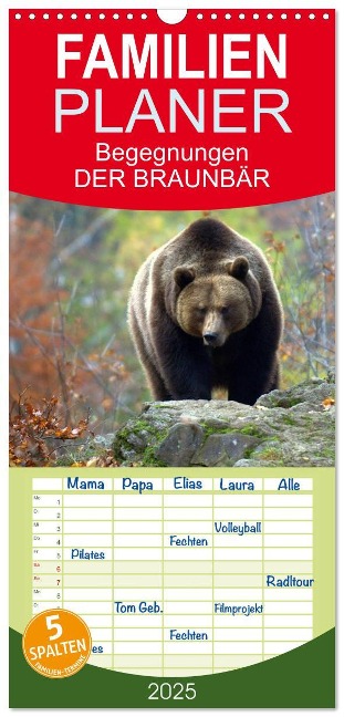 Familienplaner 2025 - Begegnungen DER BRAUNBÄR mit 5 Spalten (Wandkalender, 21 x 45 cm) CALVENDO - Gugigei Gugigei