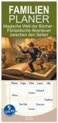 Cover-Bild zum Titel 'Familienplaner 2026 - Magische Welt der Bücher - Fantastische Abenteuer zwischen den Seiten mit 5 Spalten (Wandkalender, 21 x 45 cm) CALVENDO' von 'Anja Frost'