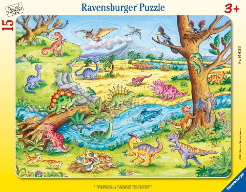 Ravensburger Kinderpuzzle - Die kleinen Dinosaurier - 8-17 Teile Rahmenpuzzle mit Konturstanzung für Kinder ab 3 Jahren - 