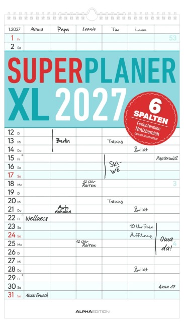 Superplaner XL 6 Spalten 2027 - 