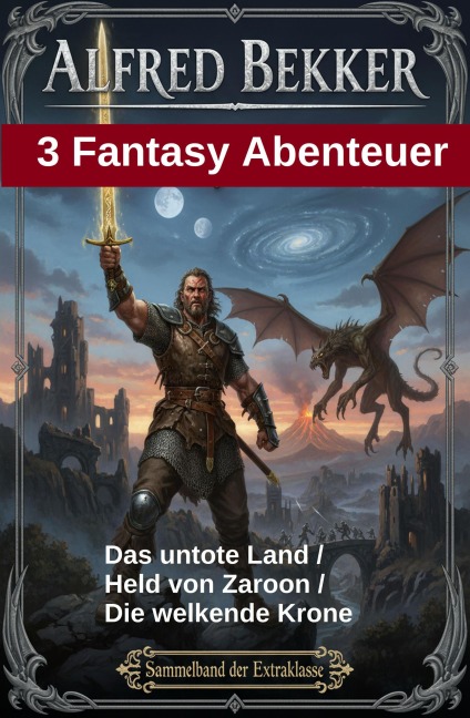 3 Fantasy Abenteuer: Das untote Land / Held von Zaroon / Die welkende Krone - Alfred Bekker