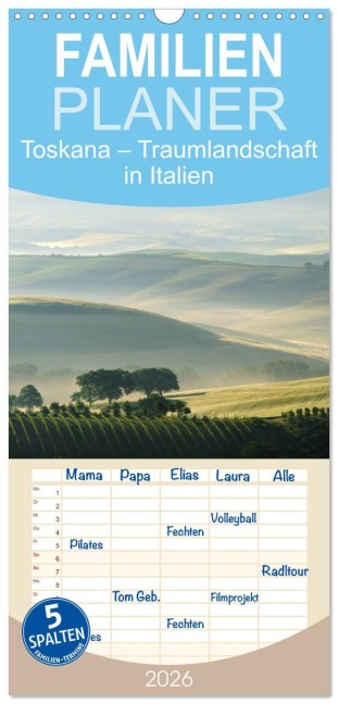 Familienplaner 2026 - Toskana - Traumlandschaft in Italien mit 5 Spalten (Wandkalender, 21 x 45 cm) CALVENDO - LianeM LianeM