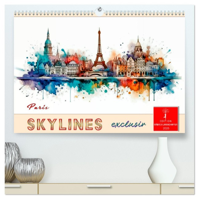 Skylines exklusiv (hochwertiger Premium Wandkalender 2025 DIN A2 quer), Kunstdruck in Hochglanz - Peter Roder