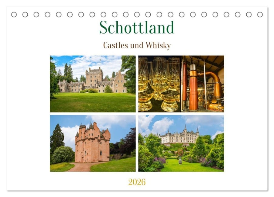 Schottland - Castles und Whisky (Tischkalender 2026 DIN A5 quer), CALVENDO Monatskalender - Nina Schwarze
