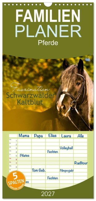 Familienplaner 2027 - Faszination Schwarzwälder Kaltblut mit 5 Spalten (Wandkalender, 21 x 45 cm) CALVENDO - HomSi-Fotos HomSi-Fotos