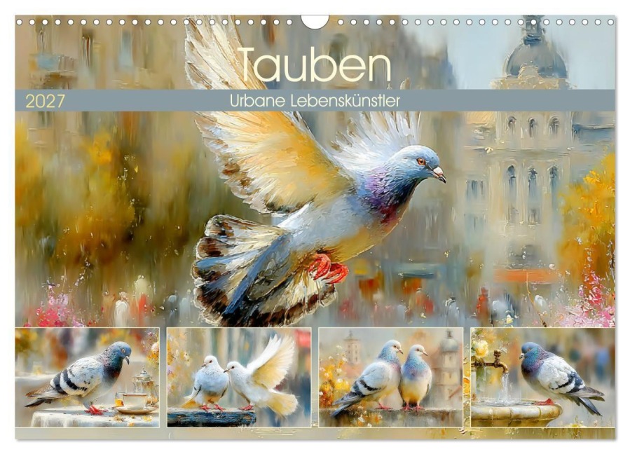 Tauben. Urbane Lebenskünstler (Wandkalender 2027 DIN A3 quer), CALVENDO Monatskalender - Rose Hurley