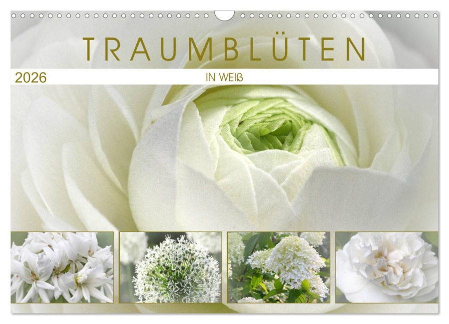 Traumblüten in Weiß (Wandkalender 2026 DIN A3 quer), CALVENDO Monatskalender - Martina Cross
