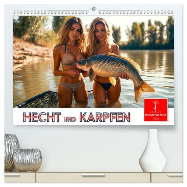 Hecht und Karpfen (hochwertiger Premium Wandkalender 2026 DIN A2 quer), Kunstdruck in Hochglanz - Peter Roder
