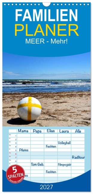 Familienplaner 2027 - MEER - Mehr! mit 5 Spalten (Wandkalender, 21 x 45 cm) CALVENDO - 