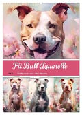 Pit Bull Aquarelle. Illustrationen von tollen Hunden (Wandkalender 2024 DIN A2 hoch), CALVENDO Monatskalender - Rose Hurley