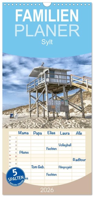 Familienplaner 2026 - Sylt mit 5 Spalten (Wandkalender, 21 x 45 cm) CALVENDO - Ulrich Niehoff