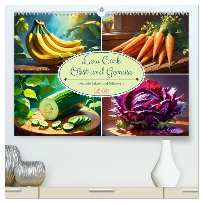 Low Carb Obst und Gemüse (hochwertiger Premium Wandkalender 2026 DIN A2 quer), Kunstdruck in Hochglanz - Steffani Lehmann