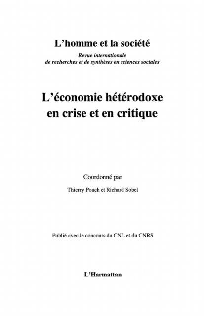 L'economie heterodoxe en crise et en critique - Pouch