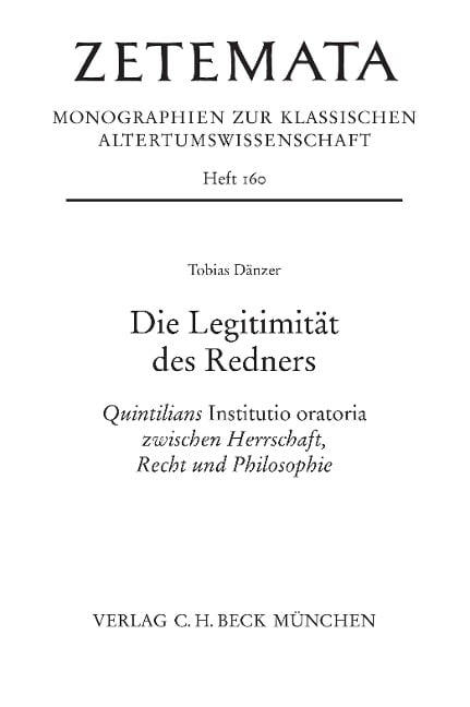 Die Legitimität des Redners - Tobias Dänzer