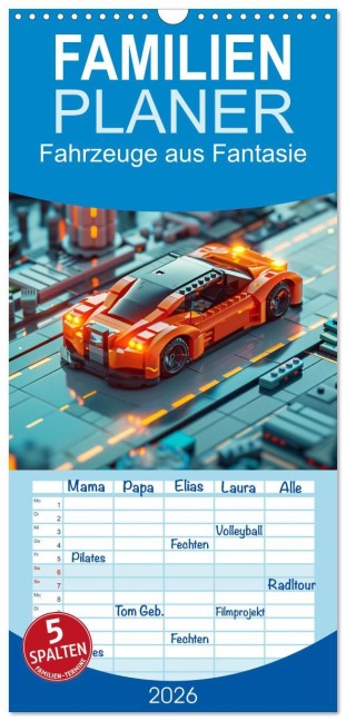 Familienplaner 2026 - Fahrzeuge aus Fantasie mit 5 Spalten (Wandkalender, 21 x 45 cm) CALVENDO - Kerstin Waurick
