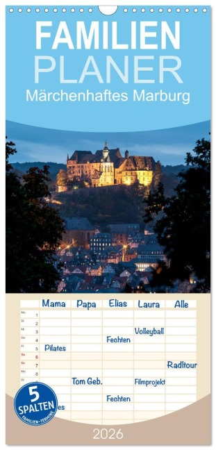 Familienplaner 2026 - Märchenhaftes Marburg mit 5 Spalten (Wandkalender, 21 x 45 cm) CALVENDO - Peter Beltz