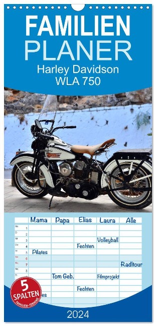 Familienplaner 2024 - Harley Davidson WLA 750 mit 5 Spalten (Wandkalender, 21 x 45 cm) CALVENDO - Ingo Laue