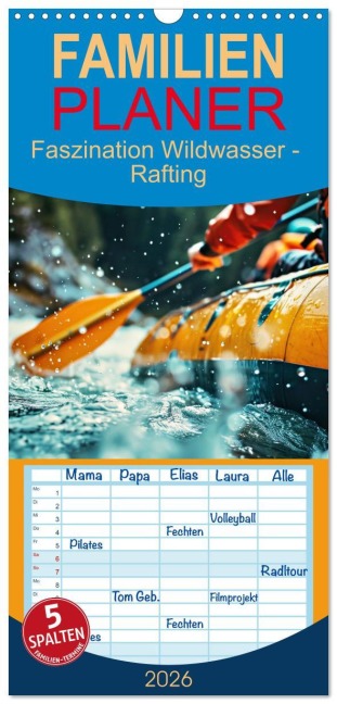 Familienplaner 2026 - Faszination Wildwasser - Rafting mit 5 Spalten (Wandkalender, 21 x 45 cm) CALVENDO - Susan Michel