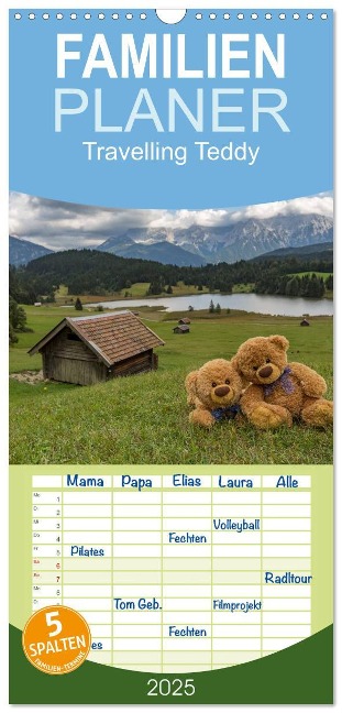 Familienplaner 2025 - Travelling Teddy mit 5 Spalten (Wandkalender, 21 x 45 cm) CALVENDO - C-K-Images C-K-Images