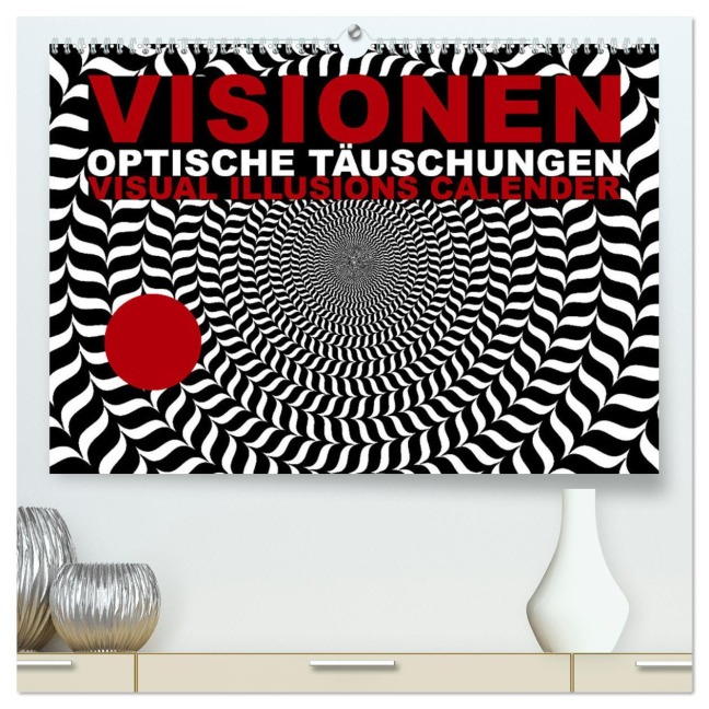 VISIONEN - optische Täuschungen (hochwertiger Premium Wandkalender 2025 DIN A2 quer), Kunstdruck in Hochglanz - Steckandose Dmr