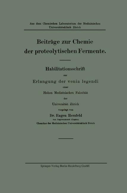 Beiträge zur Chemie der proteolytischen Fermente - Eugen Herzfeld