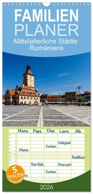 Familienplaner 2026 - Mittelalterliche Städte Rumäniens mit 5 Spalten (Wandkalender, 21 x 45 cm) CALVENDO - Roland Brack