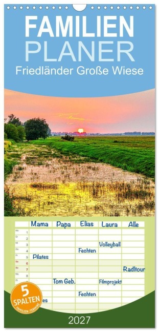 Familienplaner 2027 - Friedländer Große Wiese mit 5 Spalten (Wandkalender, 21 x 45 cm) CALVENDO - Solveig Rogalski