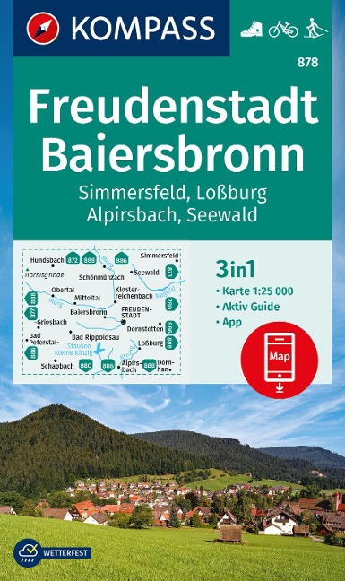 KOMPASS Wanderkarte 878 Freudenstadt, Baiersbronn, Simmersfeld, Loßburg, Alpirsbach 1:25.000 - 